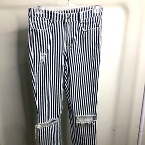 h&m stripped skinny jeans